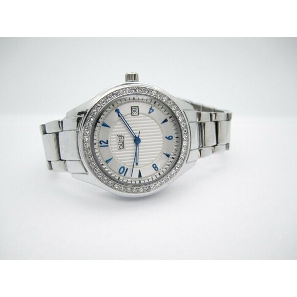 Women's Burgi 1 Atm Water Resistant Analog Date 40mm Dial Crystals Watch (D694) - Picture 8 of 12